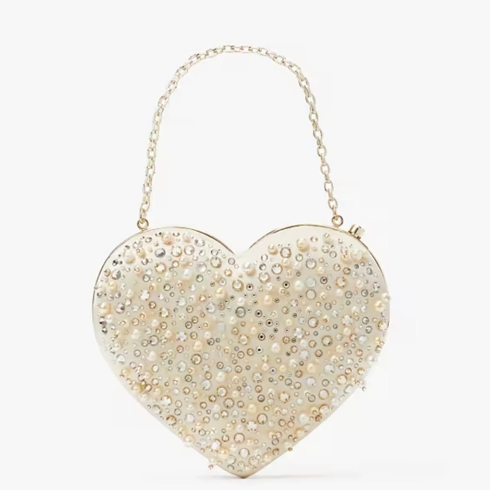 Kate Spade New York PEARL BEADED Mini Heart Shape Bag - Picture 1 of 9